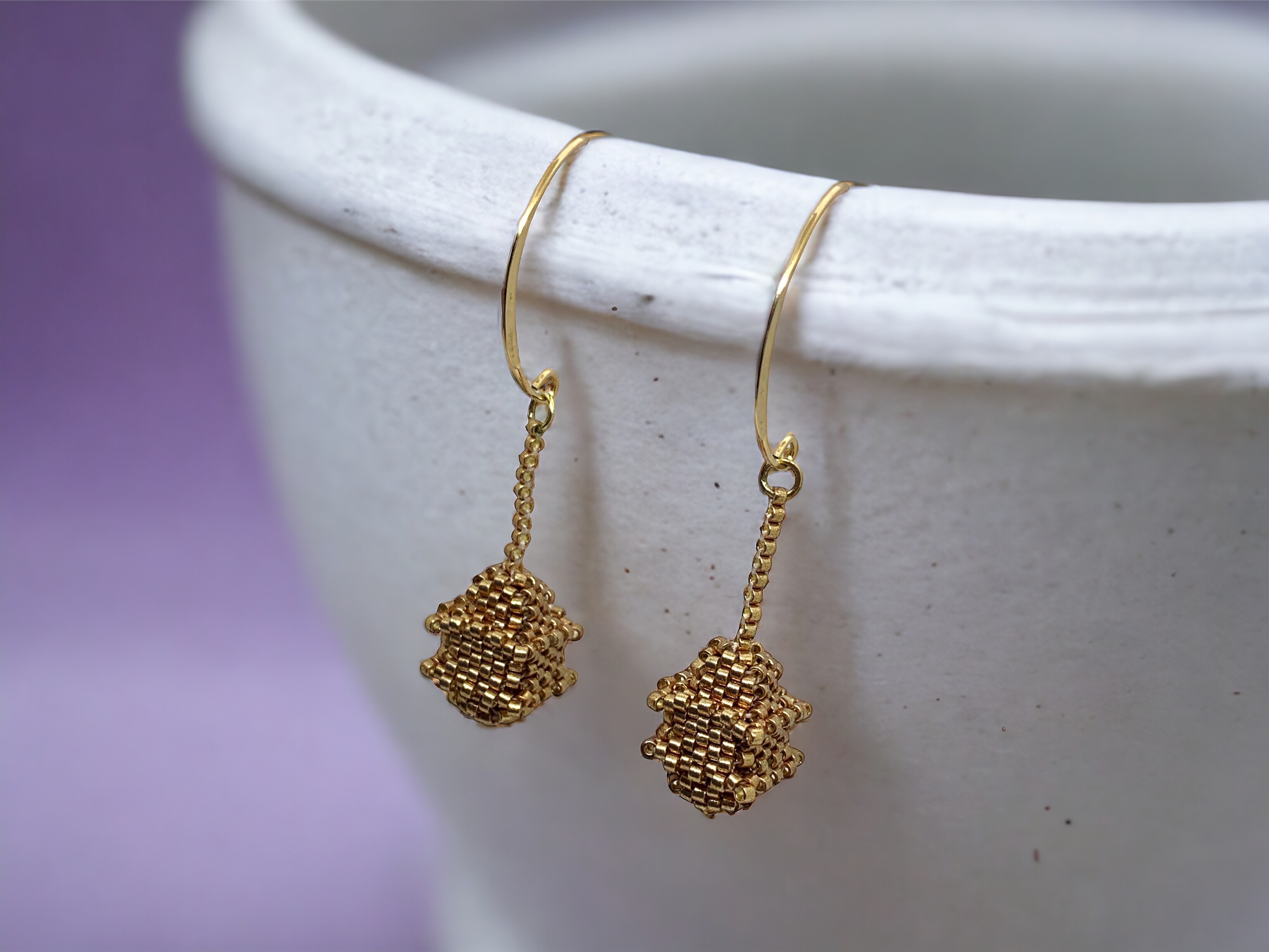 Unique Lantern Shape Beaded Earrings